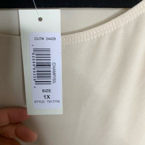 Tash + Sophie embellished beaded cream shift dress size 1X made in USA - Picture 7 of 9